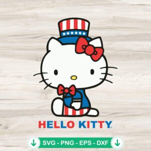 Hello Kitty 4th Of July SVG file, patriotic cricut cut file