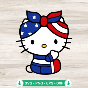 Patriotic Hello Kitty svg file for Independence Day DIY projects