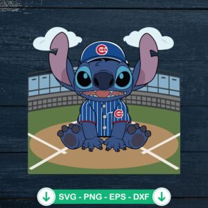 Cute Stitch Chicago Cubs SVG file for Cricut cutting machine
