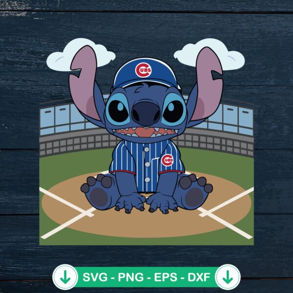 Cute Stitch Chicago Cubs SVG file for Cricut cutting machine