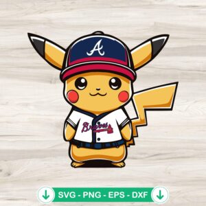 Pikachu Atlanta Braves baseball SVG file for Cricut cutting machine
