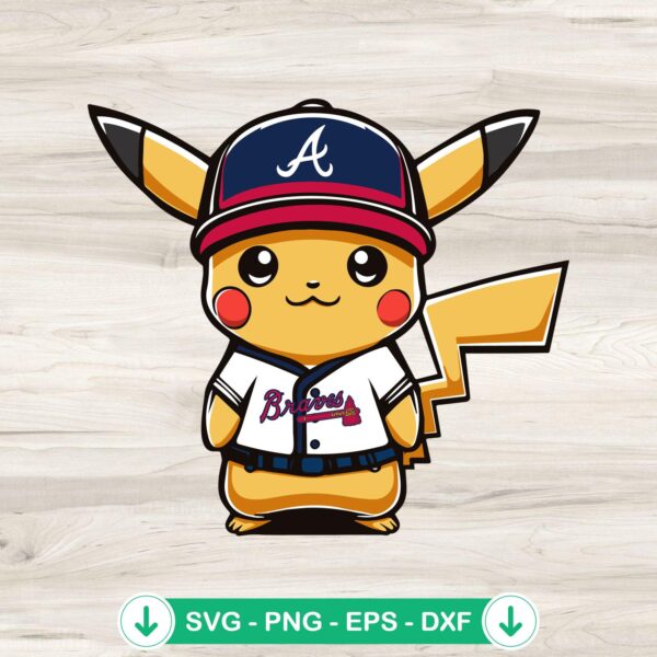 Pikachu Atlanta Braves baseball SVG file for Cricut cutting machine