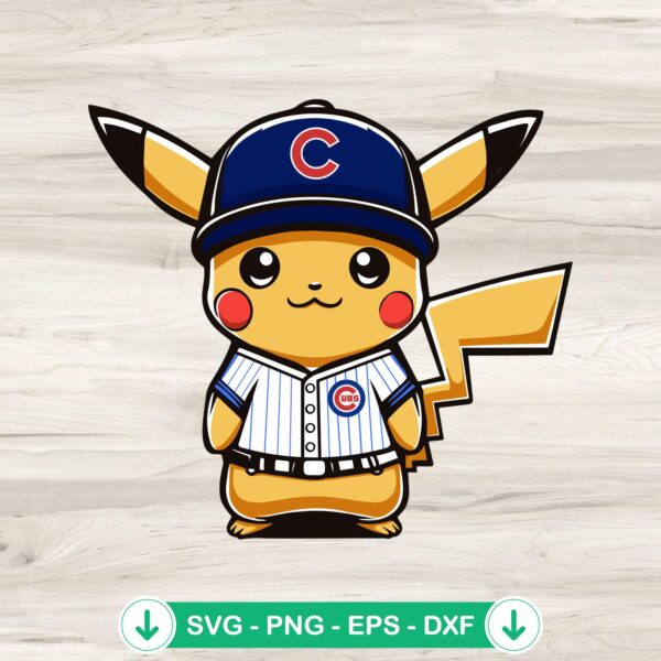 Pikachu Chicago Cubs Baseball SVG file for cutting machine