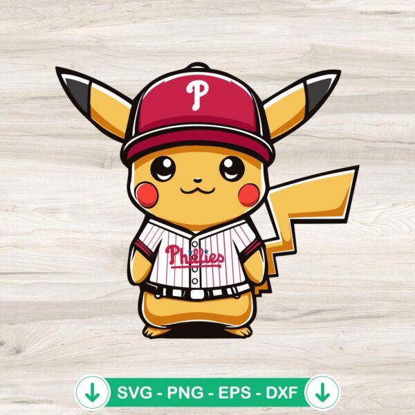 Pikachu Phillies Baseball SVG file for Cricut cutting machine