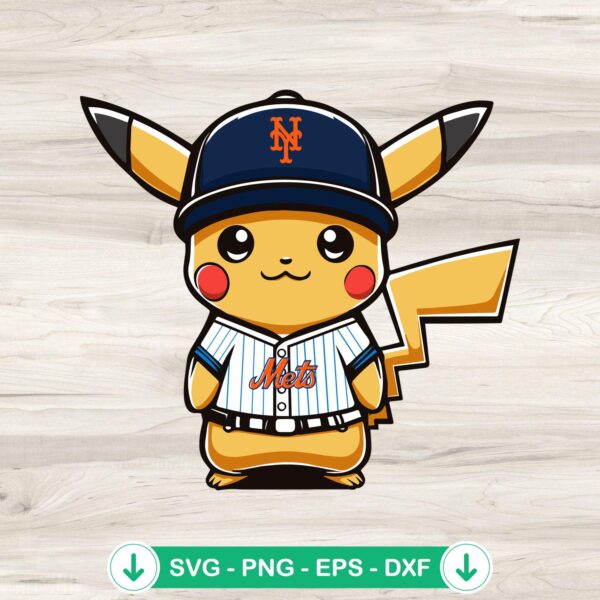 Pikachu New York Mets baseball SVG file for Cricut cutting machine