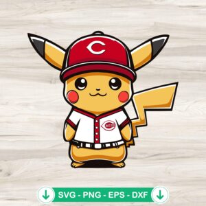 Pikachu Cincinnati Reds Baseball SVG file for cricut cutting