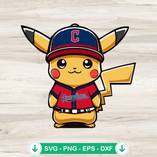Pikachu Cleveland Guardians Baseball SVG file for cutting machine