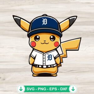 Pikachu Detroit Tigers Baseball SVG file for Cricut