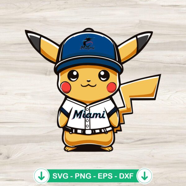 Pikachu Miami Marlins Baseball SVG file for cricut