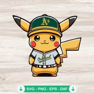 Pikachu Oakland Athletics baseball svg file for cricut