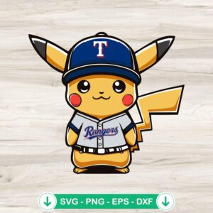 Pikachu Texas Rangers Baseball SVG file for cutting machines