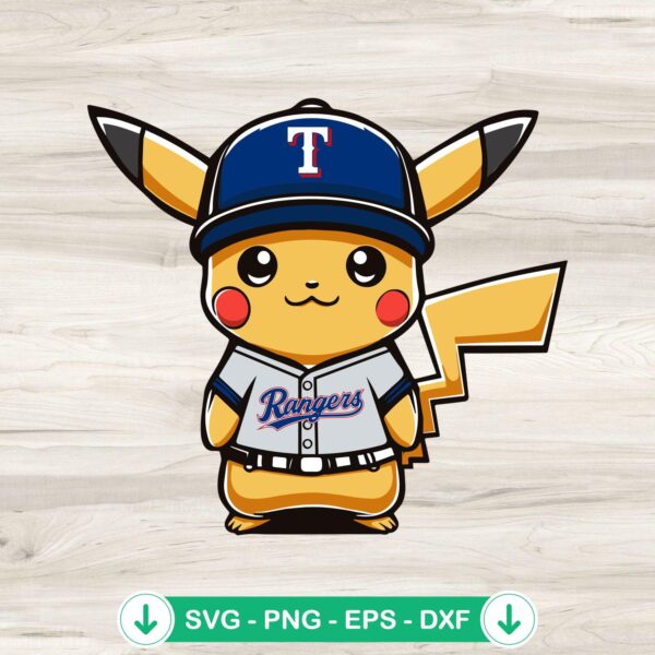 Pikachu Texas Rangers Baseball SVG file for cutting machines