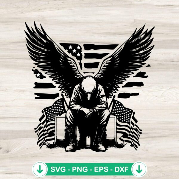 Memorial Day American Eagle SVG file for Cricut cutting machine