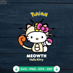 Cute Hello Kitty Meow Pokemon SVG file for cutting machines