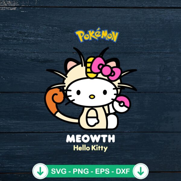 Cute Hello Kitty Meow Pokemon SVG file for cutting machines