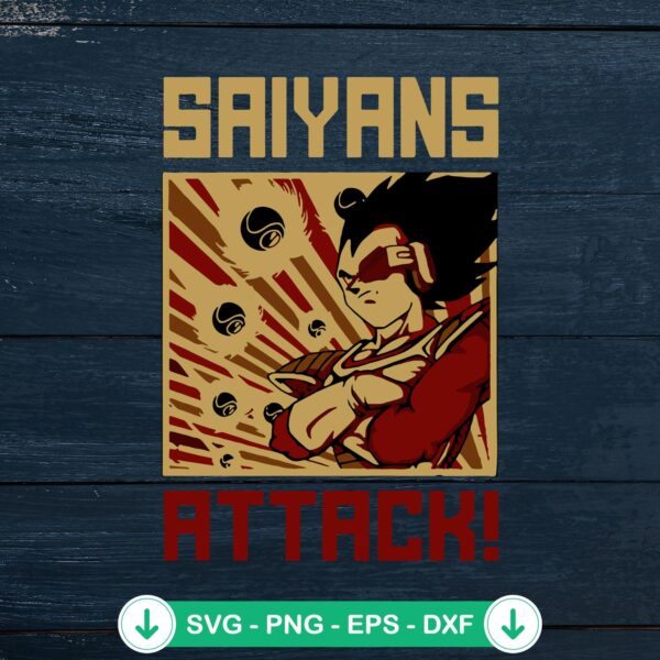 Saiyans Attack Vegeta SVG file for Cricut cutting