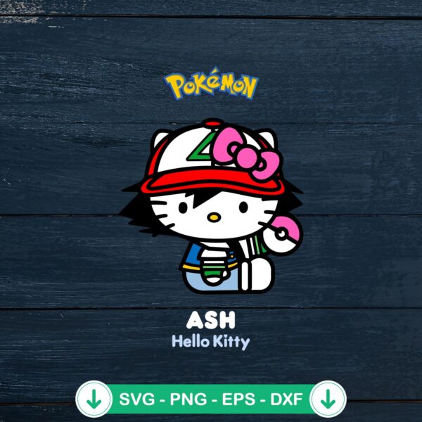 Pokemon Ash Hello Kitty SVG file for Cricut cutting machine