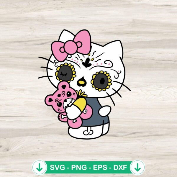 Hello Kitty Dia De Los Muertos svg file for cricut, cutting file