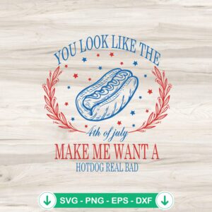 4th of July SVG file for Cricut, hot dog cutting file