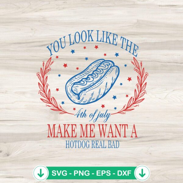 4th of July SVG file for Cricut, hot dog cutting file
