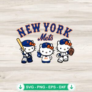 Hello Kitty New York Mets Baseball SVG file for cutting machines