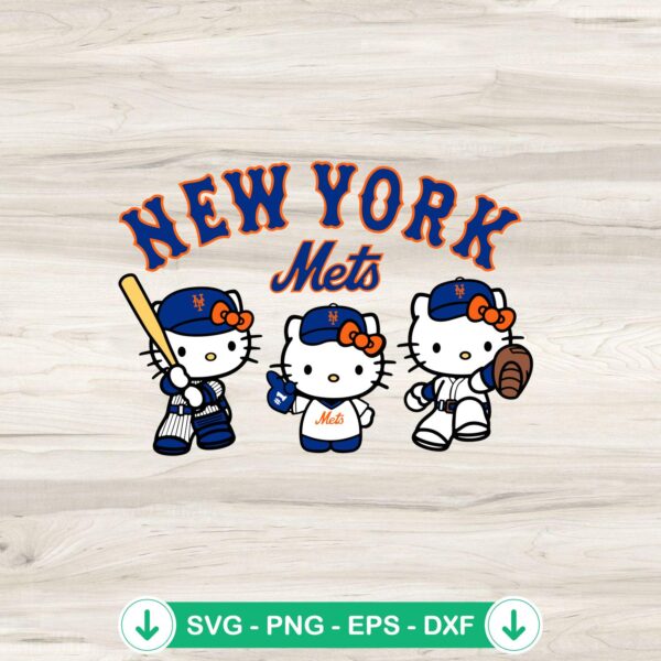 Hello Kitty New York Mets Baseball SVG file for cutting machines