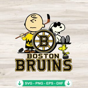 Snoopy and Charlie Brown Boston Bruins hockey svg file for cricut