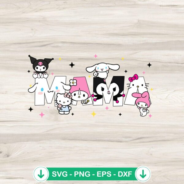Hello Kitty Kuromi Mama SVG file for cutting machines