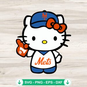 Hello Kitty New York Mets baseball svg file cutting file