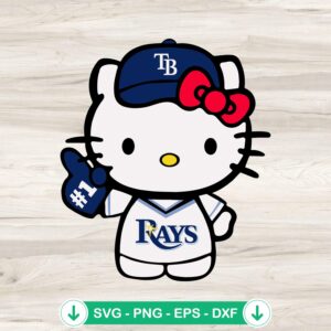 Hello Kitty Tampa Bay Rays baseball svg file, cutting file