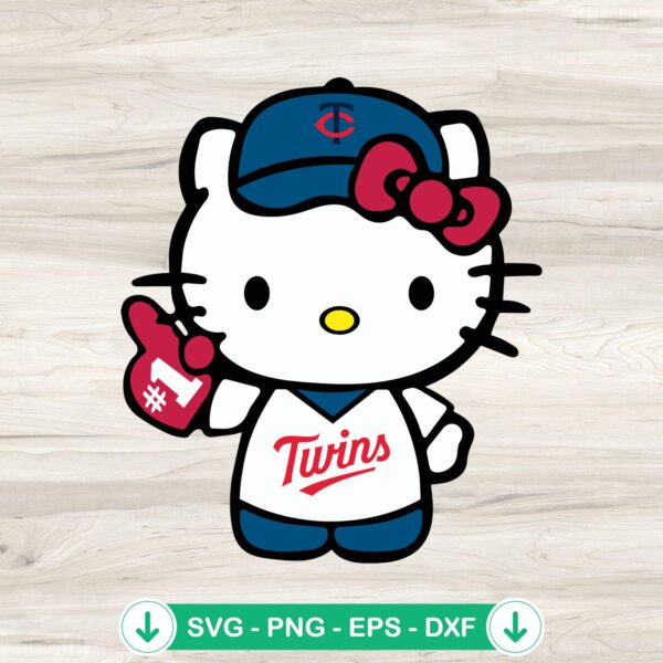 Hello Kitty Minnesota Twins Baseball SVG file for crafting