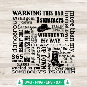 Morgan Wallen Warning This Bar SVG file for cutting machines
