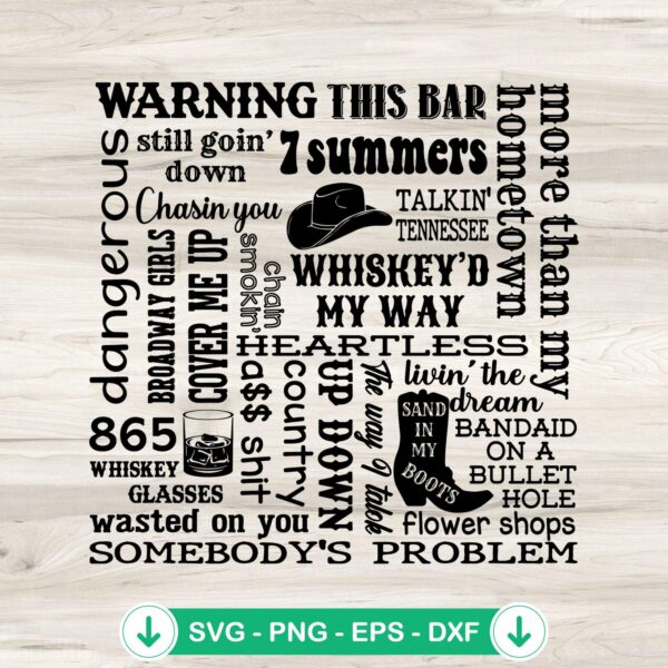 Morgan Wallen Warning This Bar SVG file for cutting machines
