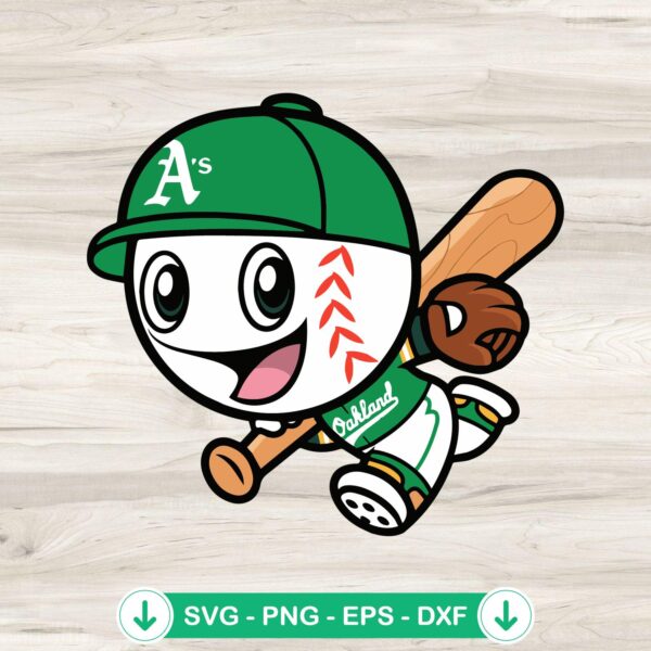 Cute Oakland Athletics Baseball Boy SVG file for cricket