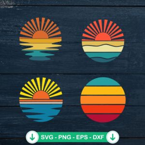 Retro Sunset SVG file for summer beaches, cricut svg cut file