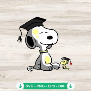 Snoopy and Woodstock graduation cap SVG file for cutting machine
