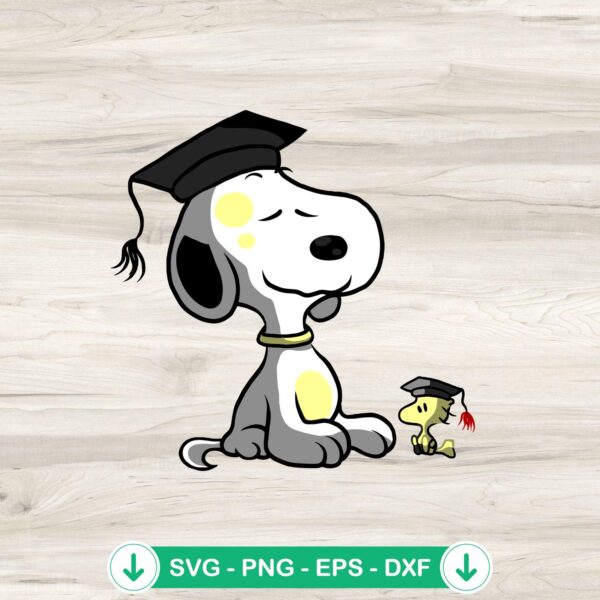 Snoopy and Woodstock graduation cap SVG file for cutting machine