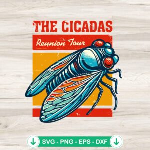 Vintage Cicadas Reunion Tour SVG file for cutting machine
