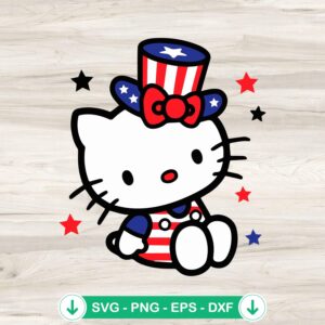 Hello Kitty Independence Day SVG file, patriotic cricut svg cut file