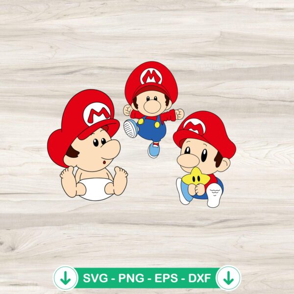 Funny Baby Super Mario SVG file for Cricut, cut file