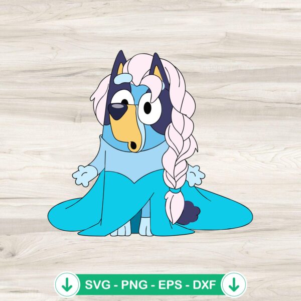 Bluey Elsa SVG file for Cricut cutting machine