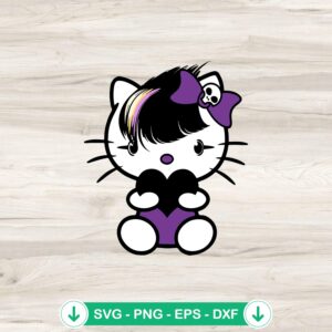 Hello Kitty Emo Punk Rock SVG file for cricut cutting machine