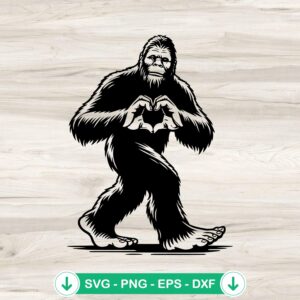 Sasquatch Bigfoot Heart Hand SVG file - Cricut cut file