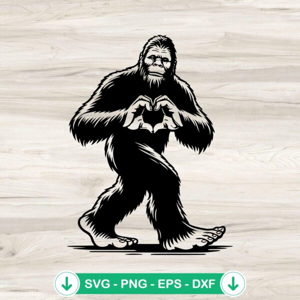 Sasquatch Bigfoot Heart Hand SVG file - Cricut cut file