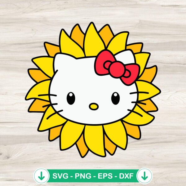Hello Kitty Sunflower Face SVG file, cricut svg cut file