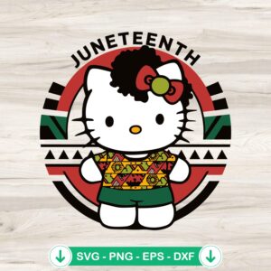 Hello Kitty Afro Girl Juneteenth 1865 SVG file for cricut