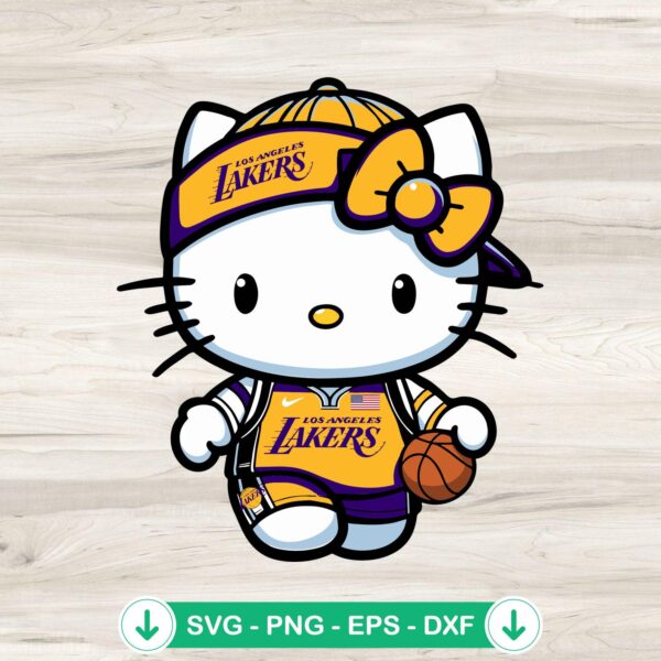 Hello Kitty Lakers NBA SVG file for Cricut cutting machine