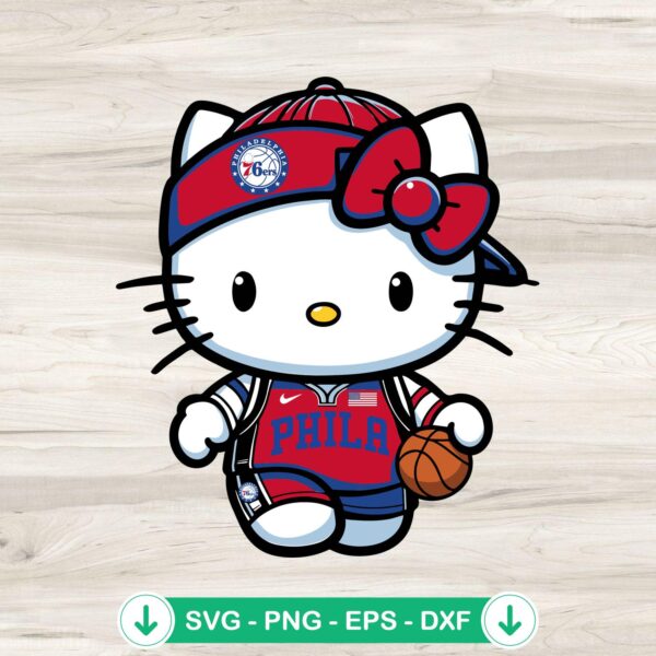 Hello Kitty Philadelphia 76ers svg file for Cricut cutting