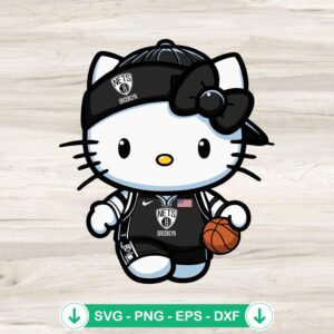 Hello Kitty Brooklyn Nets Basketball SVG file for Cricut cutting machine