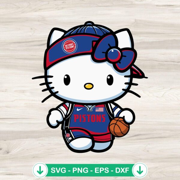 Hello Kitty Detroit Pistons Basketball SVG file for cut files